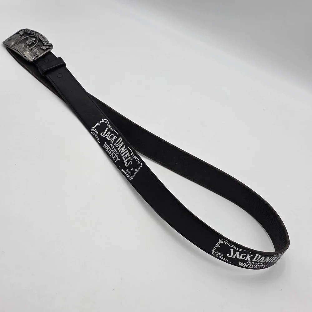 Jack Daniels Old Time Tennessee 1989 Black Leather Belt and Buckle 0801  Size 42